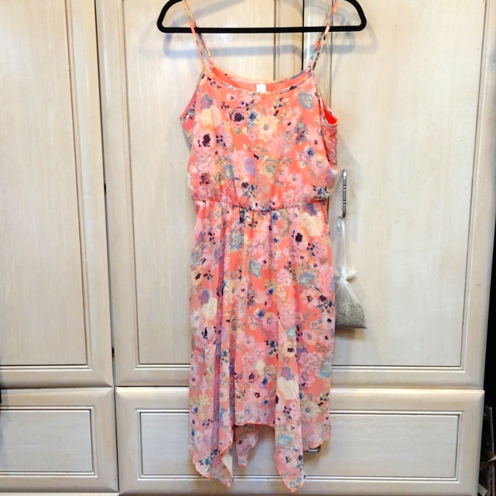 💕Vintage No Boundaries Coral Floral Sharkbite Midi Dress